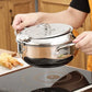 ⏳Tidsbegränsat Erbjudande⏰304 Rostfritt Stål Tempura Fritös – Termometer, Avrinningsgaller, Djup Gryta ✨