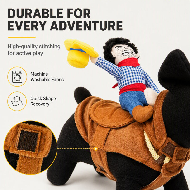 ✨50% RABATT✨🤠 Roligt Cowboy-Ryttarkostym för Hundar – Originellt Husdjurskostym för Karneval, Foton & Fester
