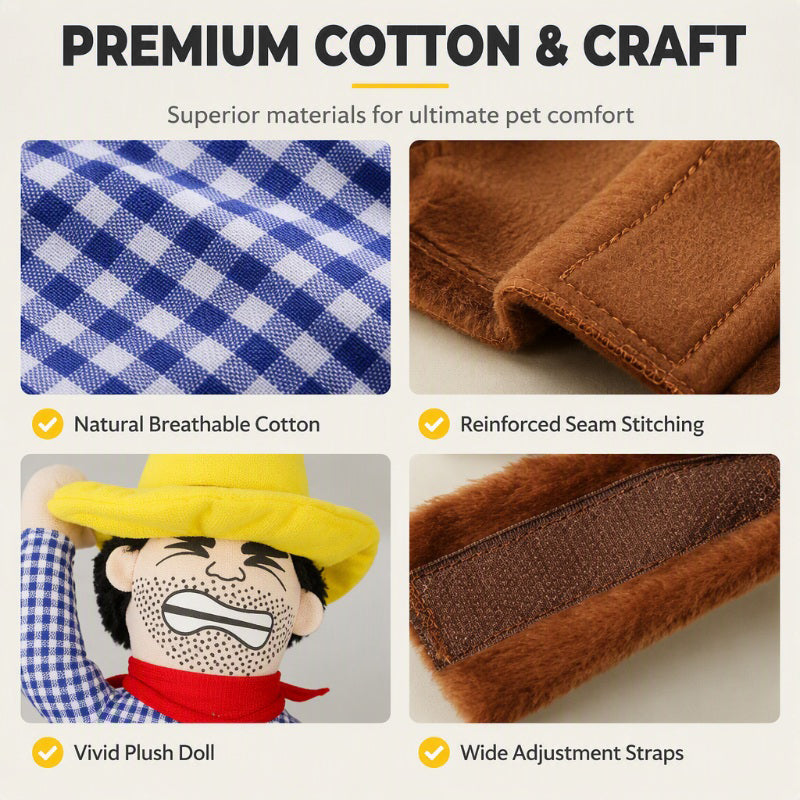 ✨50% RABATT✨🤠 Roligt Cowboy-Ryttarkostym för Hundar – Originellt Husdjurskostym för Karneval, Foton & Fester