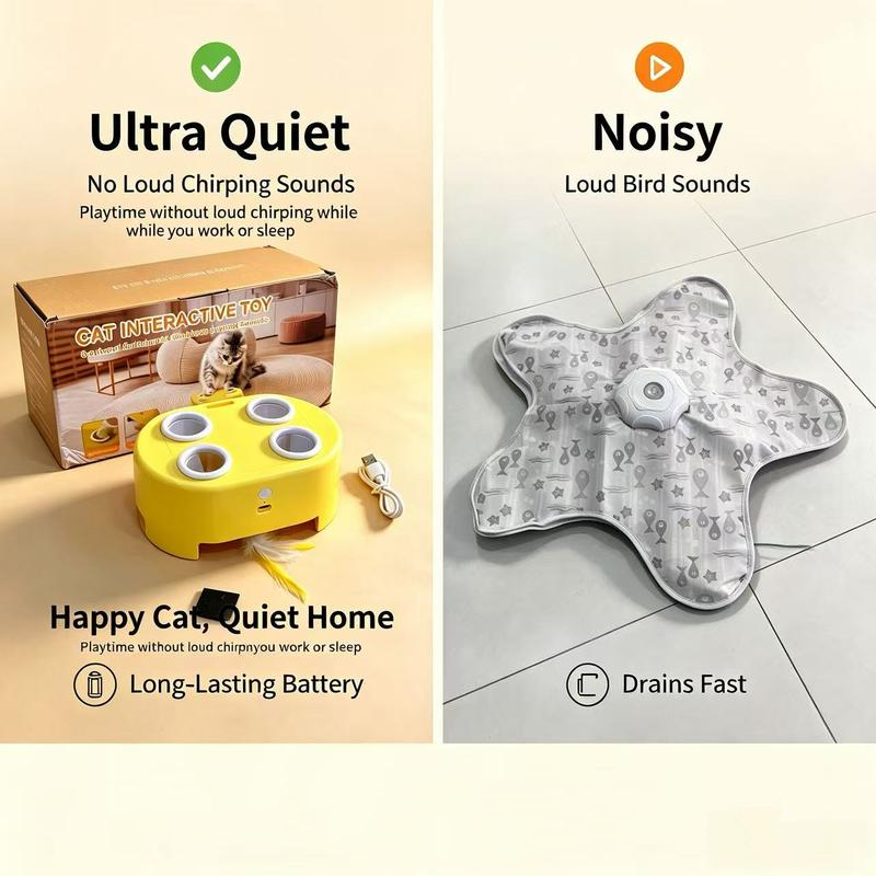 🐱 50% RABATT! ✨ Interaktiv kattleksak med mullvadsspel – 3 spellägen, roterande fjäder & USB-C uppladdning 🎯