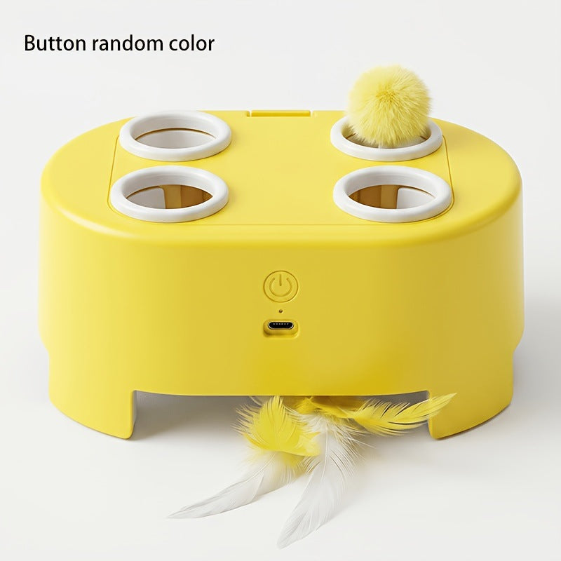 🐱 50% RABATT! ✨ Interaktiv kattleksak med mullvadsspel – 3 spellägen, roterande fjäder & USB-C uppladdning 🎯