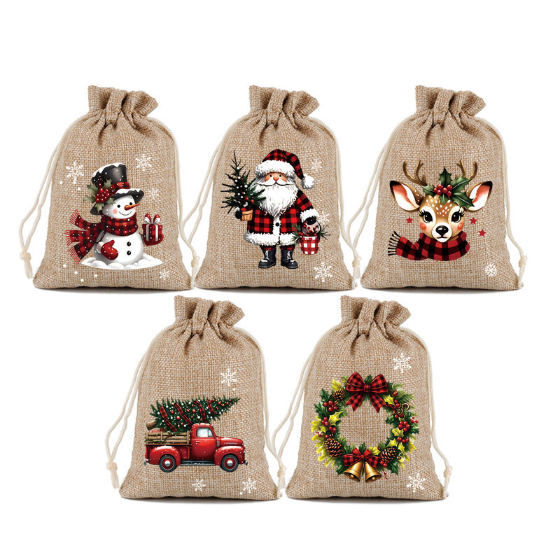 🎁 Julklappspåsar med dragsko – festliga tomte- & renmotiv, dubbel dragsko & hållbart tyg – julglädje i varje gåva ✨
