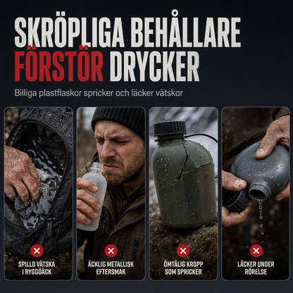 Bärbar höftflaska i form av en dunk tillverkad av 304 rostfritt stål, lämplig för utomhusbruk och camping