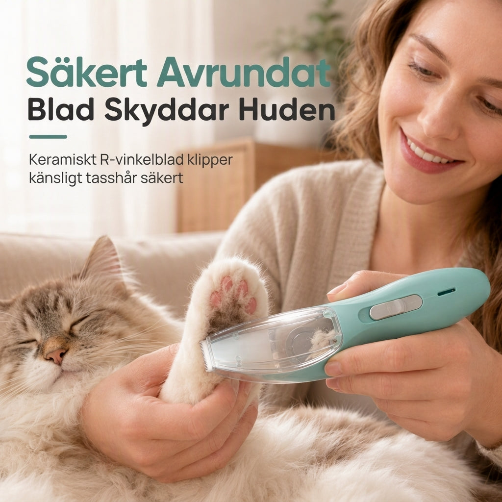 🐾 Tyst djurtrimset: Dammsugarklippare, dubbel motor, rundade blad, håruppsamling utan kladd