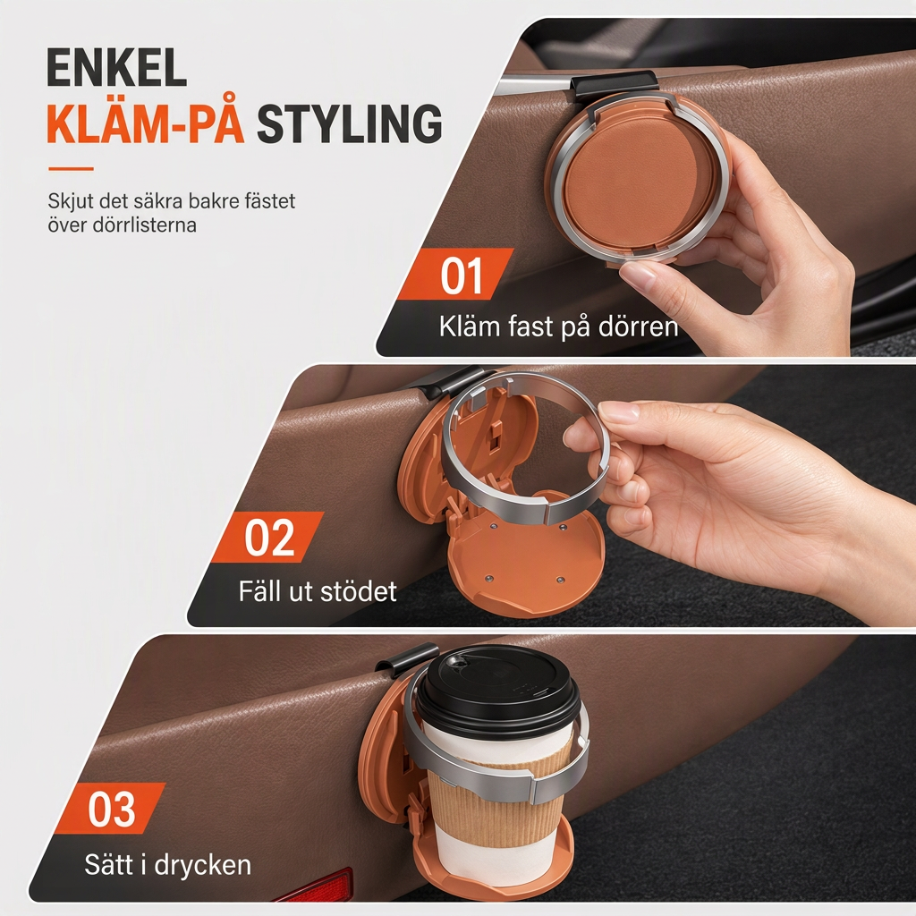 🚗 🥤Multifunktionell hopfällbar mugghållare för bildörr, dryckes- och vattenflaskhållare med stor diameter