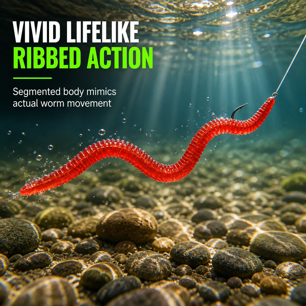 🎣 50 % RABATT NU! 🦐 Mjuka konstgjorda daggmaskbeten med räkarom – självlysande & naturtrogen rörelse 🐟