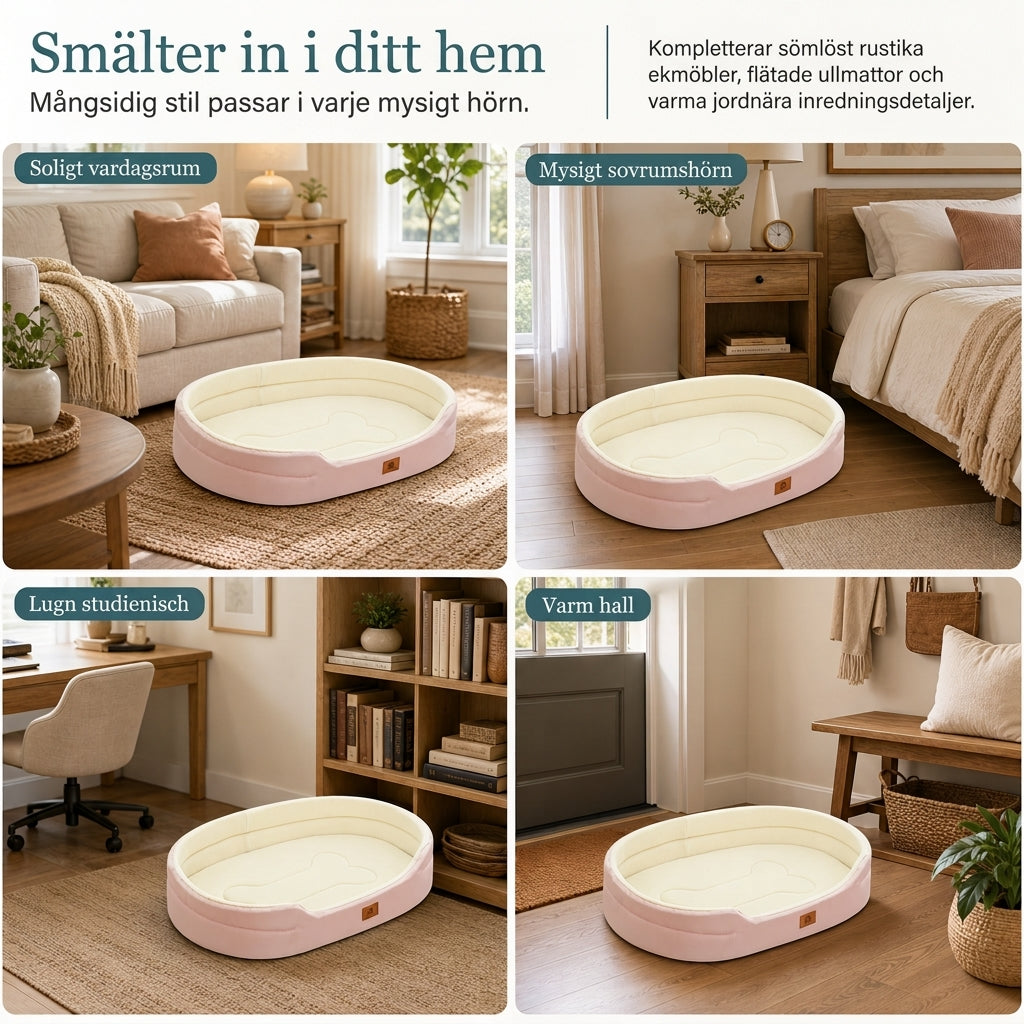 🐾 50 % RABATT NU! ☁️ Avtagbar oval hund- och kattsäng – polarfleece, oxfordtyg & fuktavvisande halkfri botten 🐶