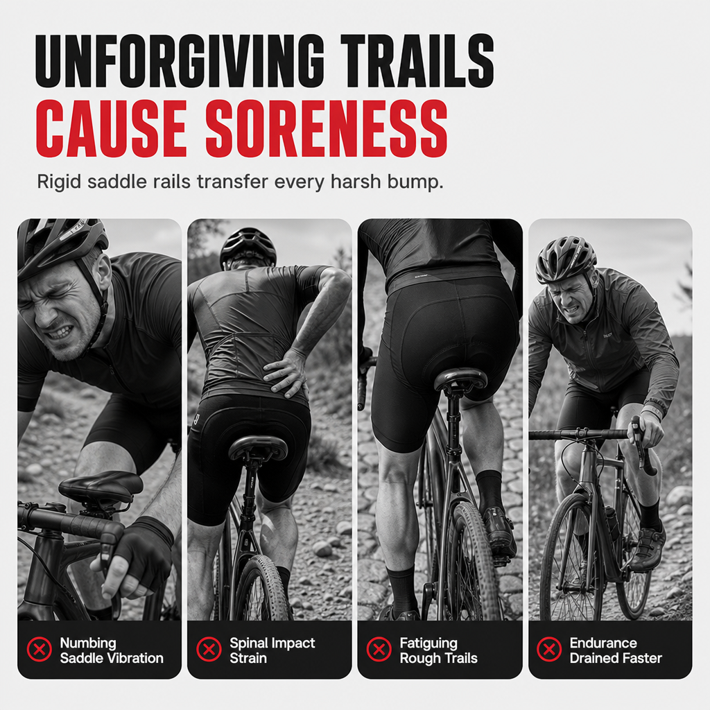 🚴 50 % RABATT NU! 🔧 Stötdämpare för cykelsadel – fjädrande adapter för ökad komfort & mindre vibrationer, MTB & trekking 🛡️