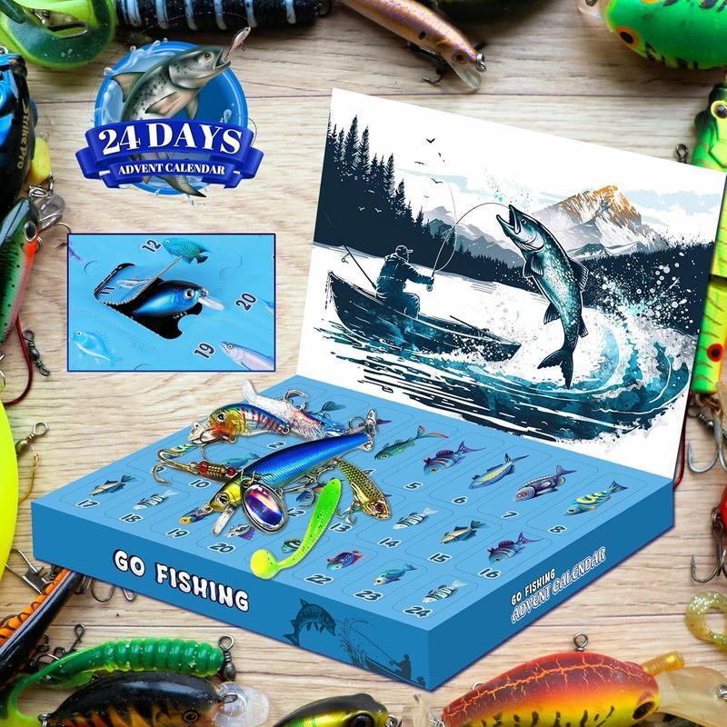 Julfiskebete-adventskalender – Blindbox-set med minnow-, popper- och skedbeten