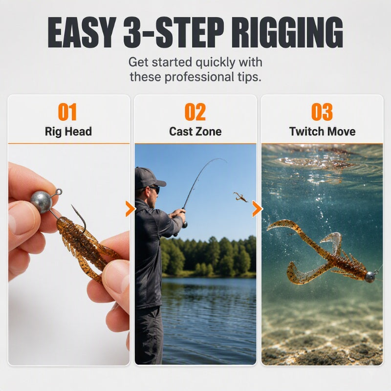 🦐 50 % RABATT NU! 🎣 Realistiska mjuka räkbeten – flytande & naturtrogen gång, 8-pack i högelastisk TPR ✨