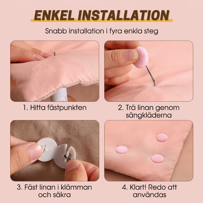 Mysiga och säkra universella sängklädesklämmor