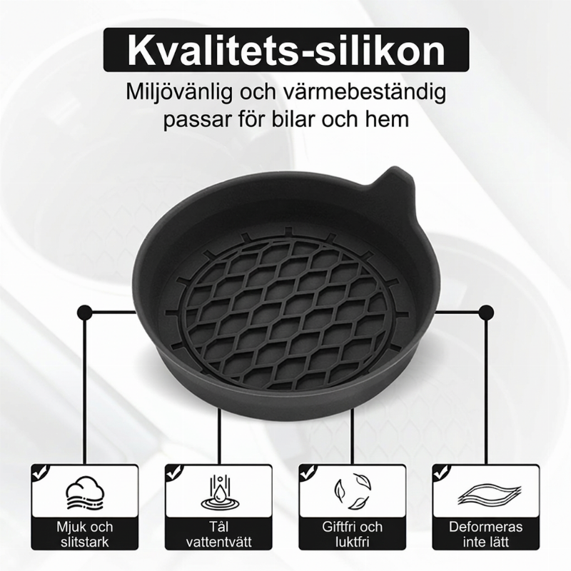🚗 50% RABATT ✨ Silikonunderlägg för bilmugghållare – halkskyddad, skyddar mot repor och smuts