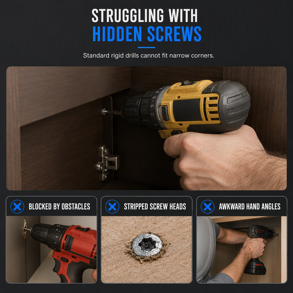 🔧 50 % RABATT NU! 🌀 Flexibel förlängningsaxel i metall för borrmaskin & skruvdragare – böjbar upp till 360° för trånga utrymmen 🛠️