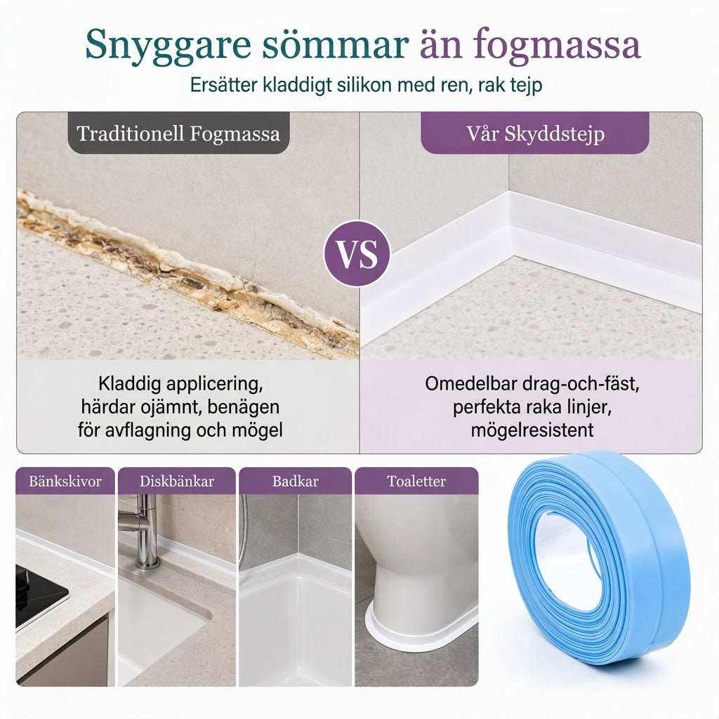 📢📢50% RABATT NU!! ⏰Självhäftande vattentät och mögelsäker fogtejp, skyddsdekal för hörn i kök och badrum samt stötskyddslist