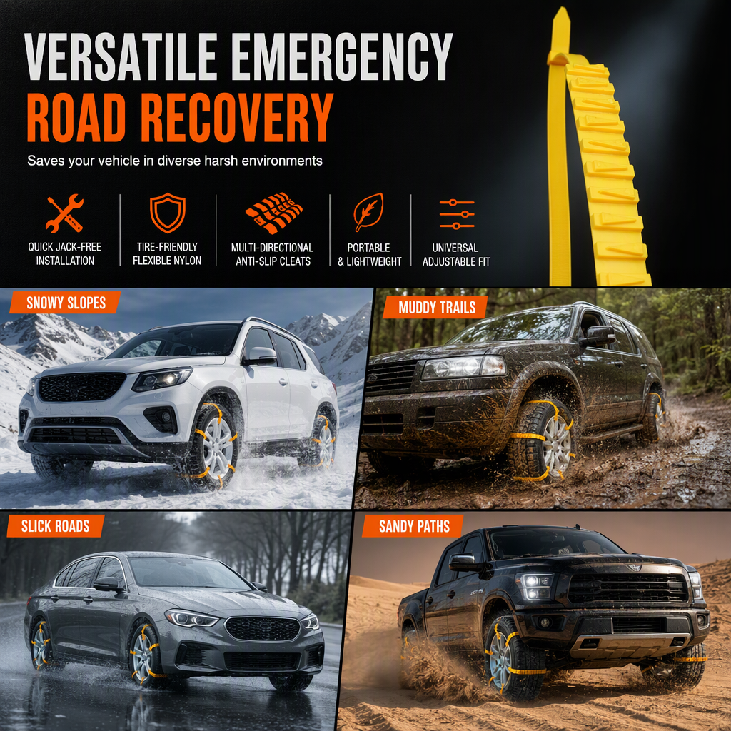 Universal Car Snow Chains Thickened Anti-Slip Tire Cable Ties for SUVs Sedans and Winter Driving