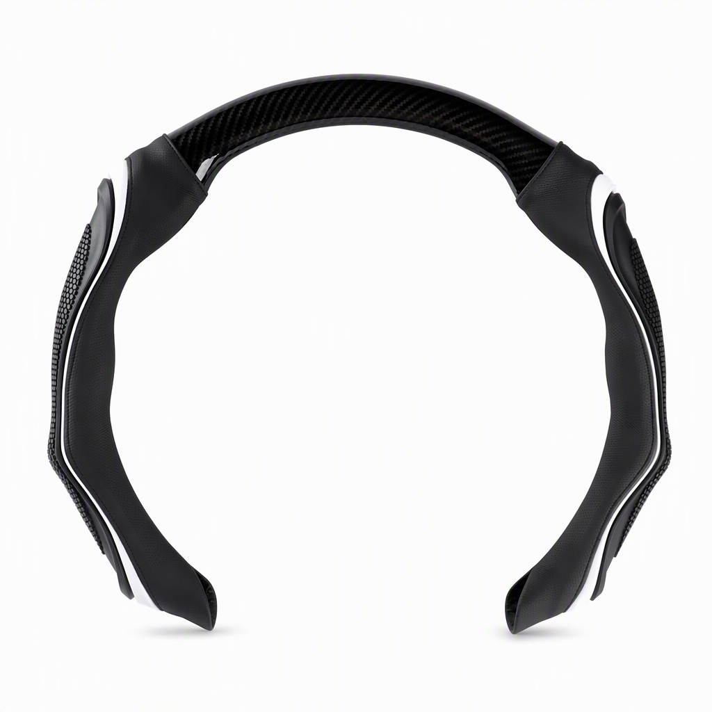 📢📢50% RABATT NU!! ⏰Sportigt rattöverdrag i läder (38 cm universal) – Halkfritt silikongrepp med massageeffekt