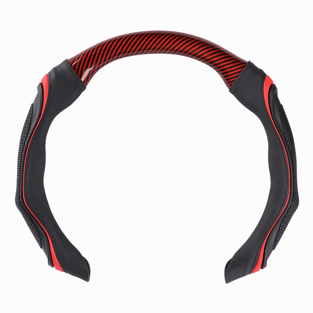 📢📢50% RABATT NU!! ⏰Sportigt rattöverdrag i läder (38 cm universal) – Halkfritt silikongrepp med massageeffekt