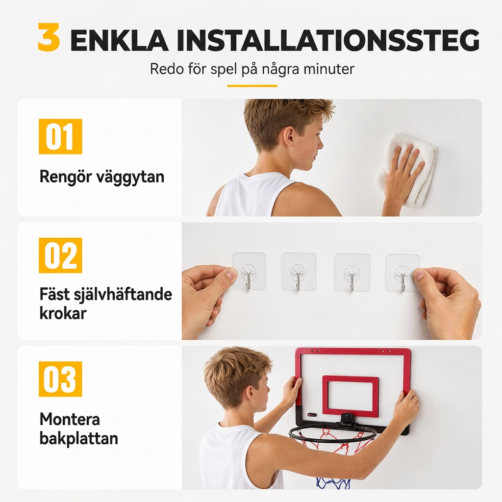 ⏳Tidsbegränsat specialerbjudande⏰ Utan borrning väggmonterbar, hopfällbar basketkorg - Leksaksset för barn för lek inomhus och utomhus