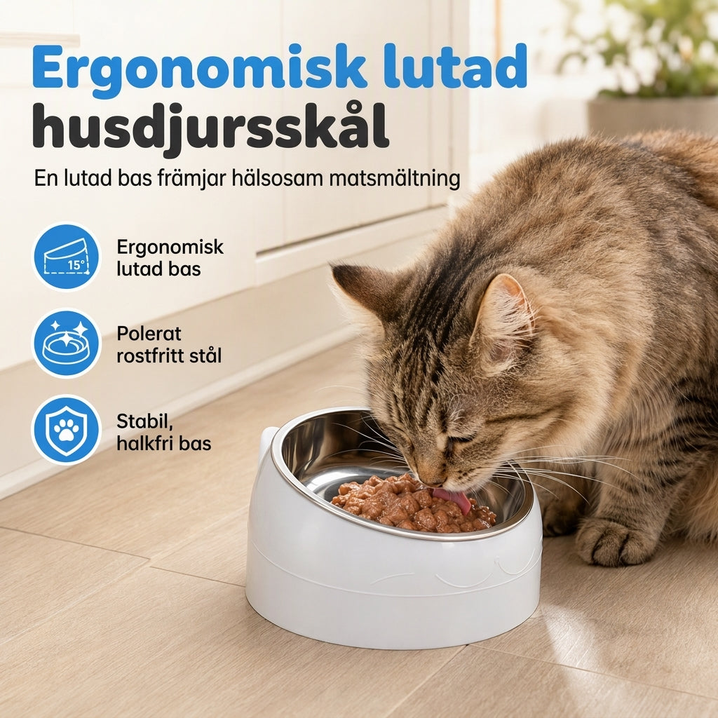 ✨50% RABATT NU! !✨Tecknad kattformad skål i rostfritt stål för husdjur, dubbel mat- och vattenskål för katter och små hundar