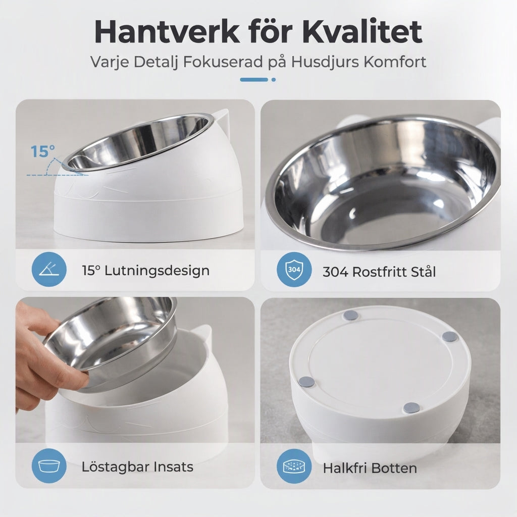 ✨50% RABATT NU! !✨Tecknad kattformad skål i rostfritt stål för husdjur, dubbel mat- och vattenskål för katter och små hundar