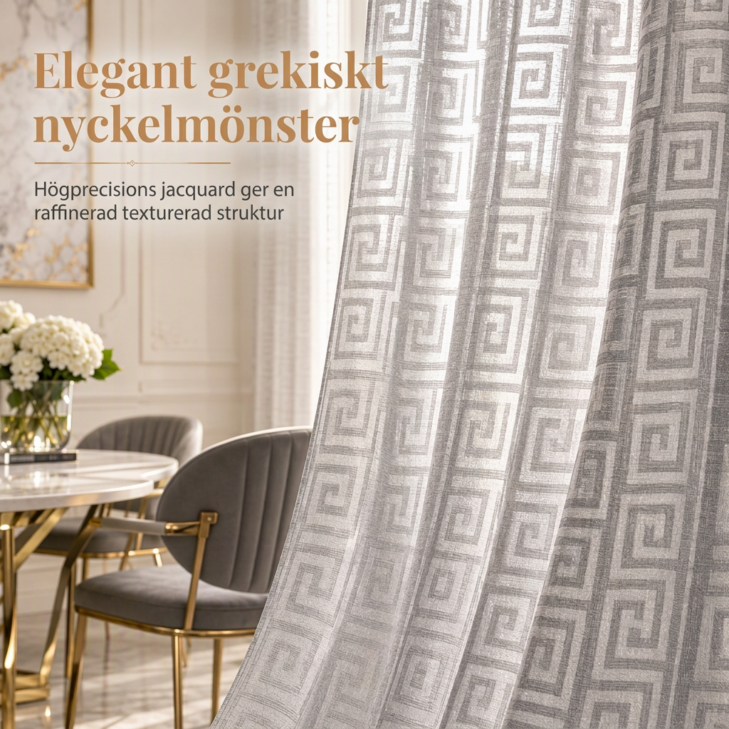 🏡 50 % RABATT NU! ✨ Geometriskt jacquardvävt genomskinligt gardintyg – elegant ljusgenomsläpplig för vardagsrum 🌿