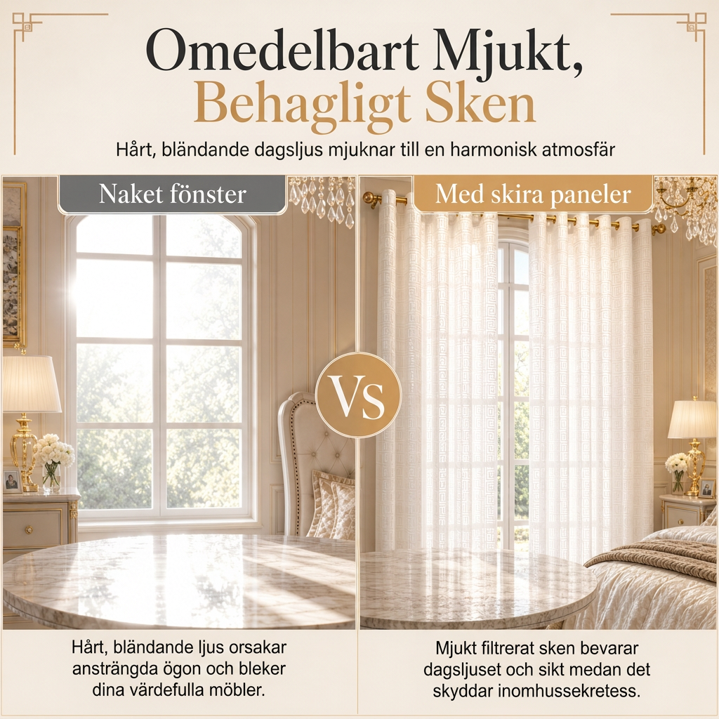 🏡 50 % RABATT NU! ✨ Geometriskt jacquardvävt genomskinligt gardintyg – elegant ljusgenomsläpplig för vardagsrum 🌿
