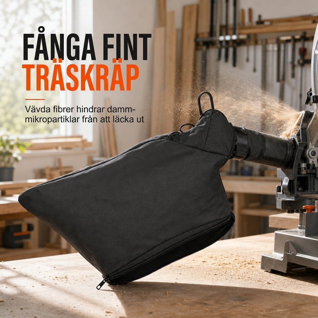 🔩 50 % RABATT ⚙️ Dammsamlingspåse med stålklämma för 10‑tums 255 aluminium‑ och geringsåg 🧰