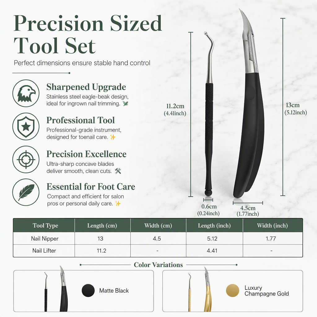 🦶 50 % RABATT NU! 🛠️ Professionell nageltång i rostfritt stål – 2-delat set för nageltrång & död hud 💅