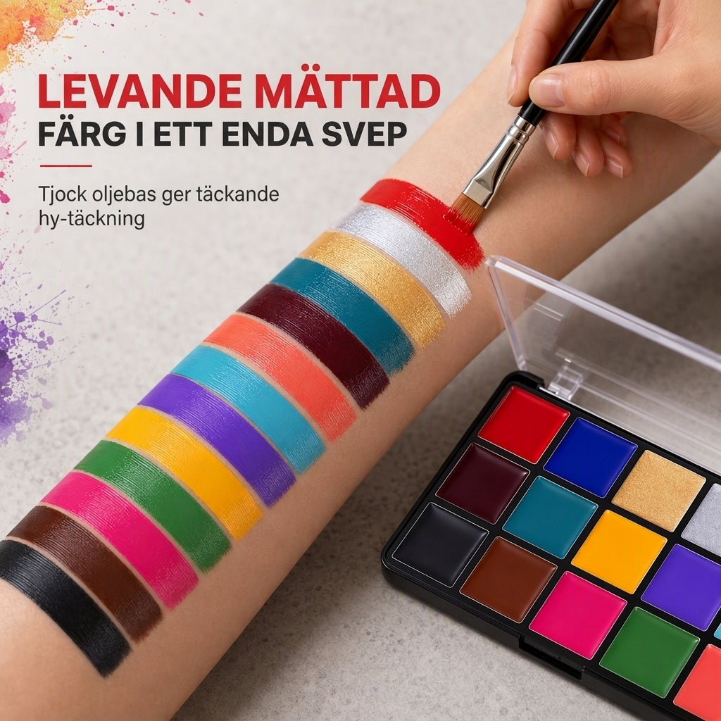 🖌️Fetbaserad ansikts- och kroppsfärgpalett i 15 färger, smink för halloween och maskerader🎨