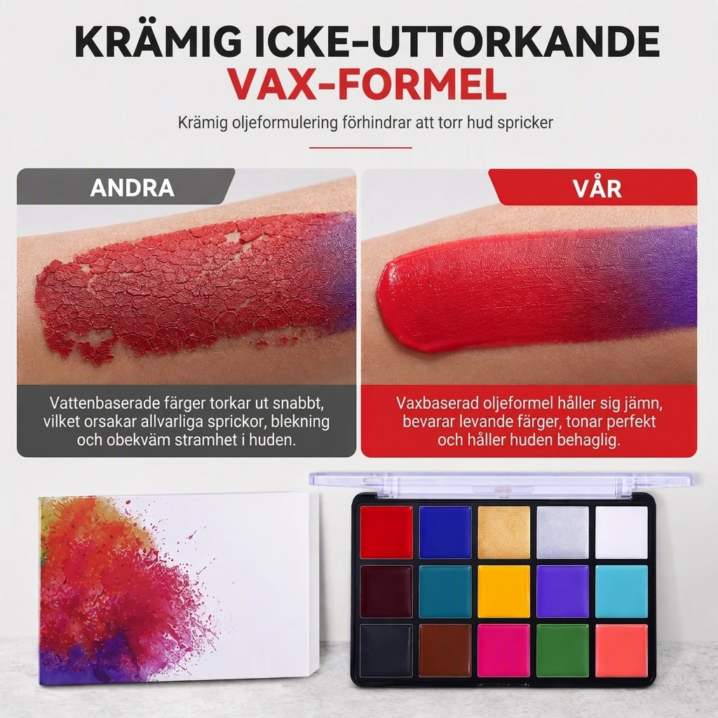 🖌️Fetbaserad ansikts- och kroppsfärgpalett i 15 färger, smink för halloween och maskerader🎨