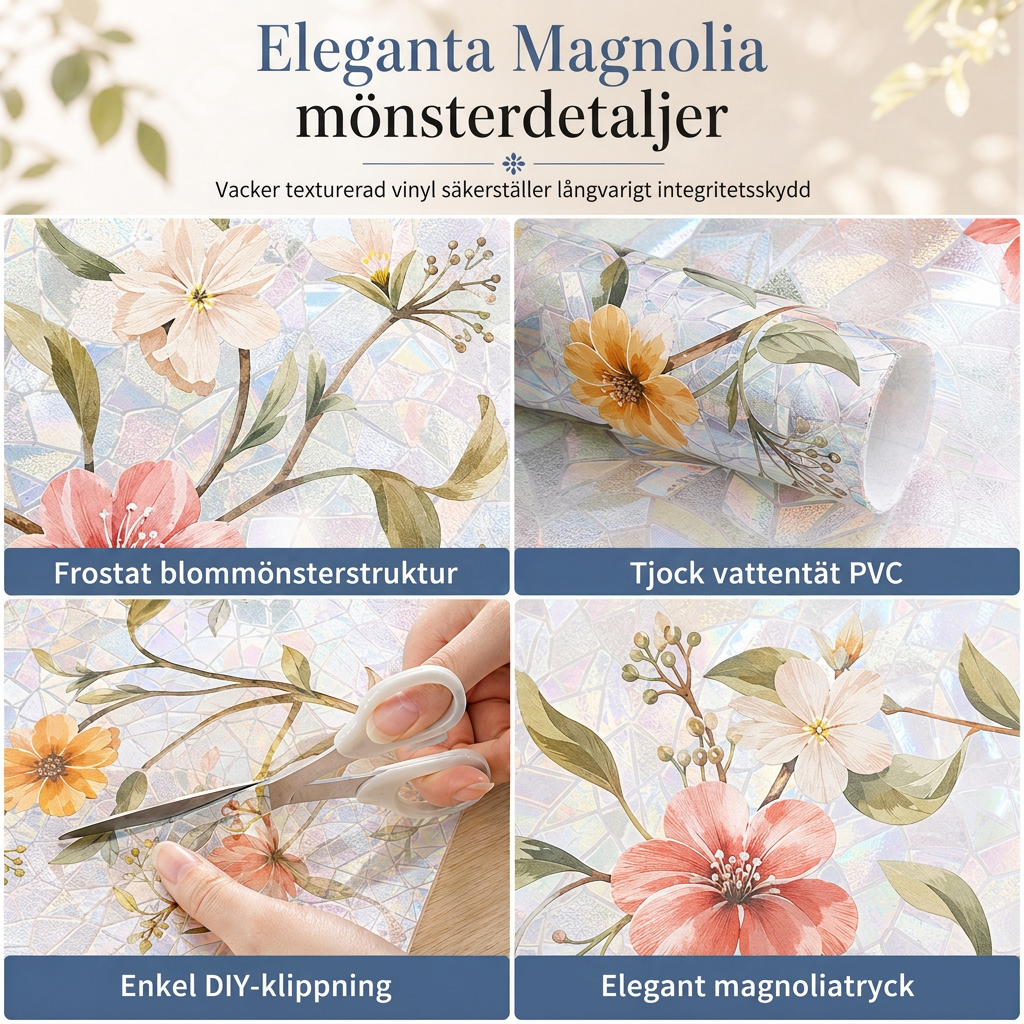 🌈 50 % RABATT NU! ☀️ Statisk fönsterfilm med magnoliamönster – förvandla solsken till levande regnbågar, limfri 🌸