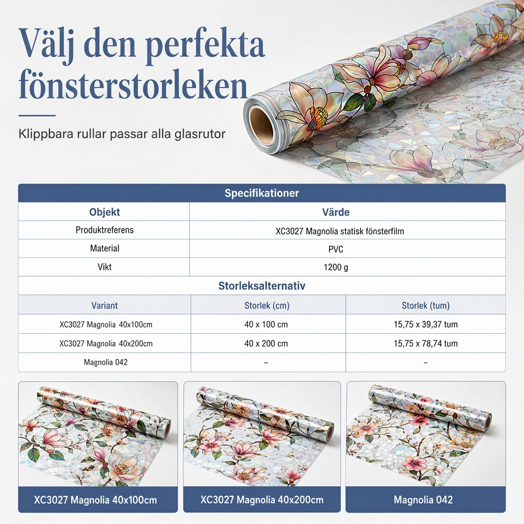 🌈 50 % RABATT NU! ☀️ Statisk fönsterfilm med magnoliamönster – förvandla solsken till levande regnbågar, limfri 🌸