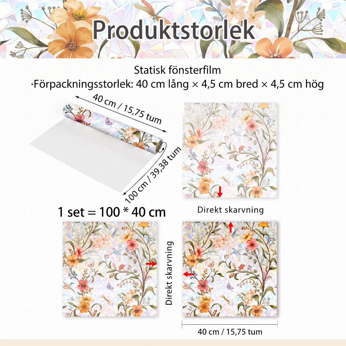 🌈 50 % RABATT NU! ☀️ Statisk fönsterfilm med magnoliamönster – förvandla solsken till levande regnbågar, limfri 🌸