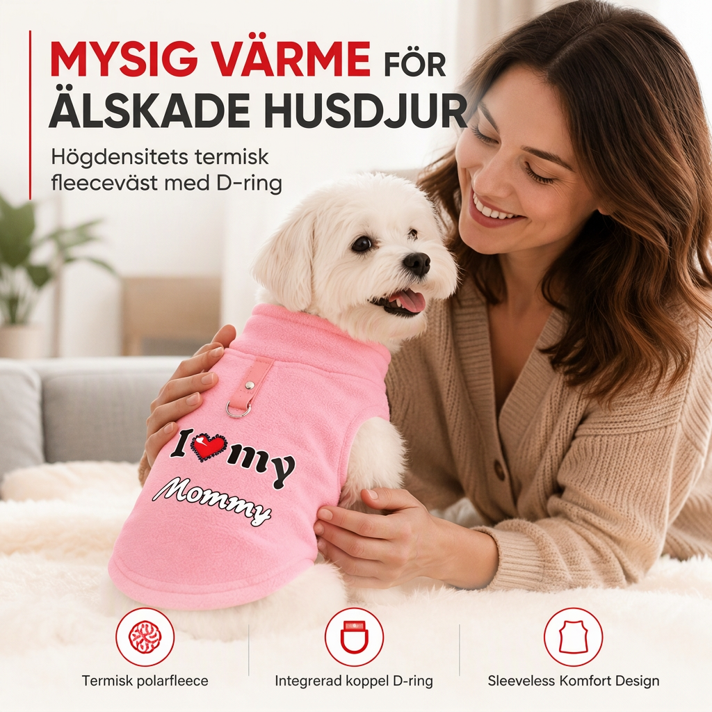 🐾 50% RABATT NU ✨ Varmt husdjurströja med kopplingsring — "Love Dad & Mum"-design ❄️
