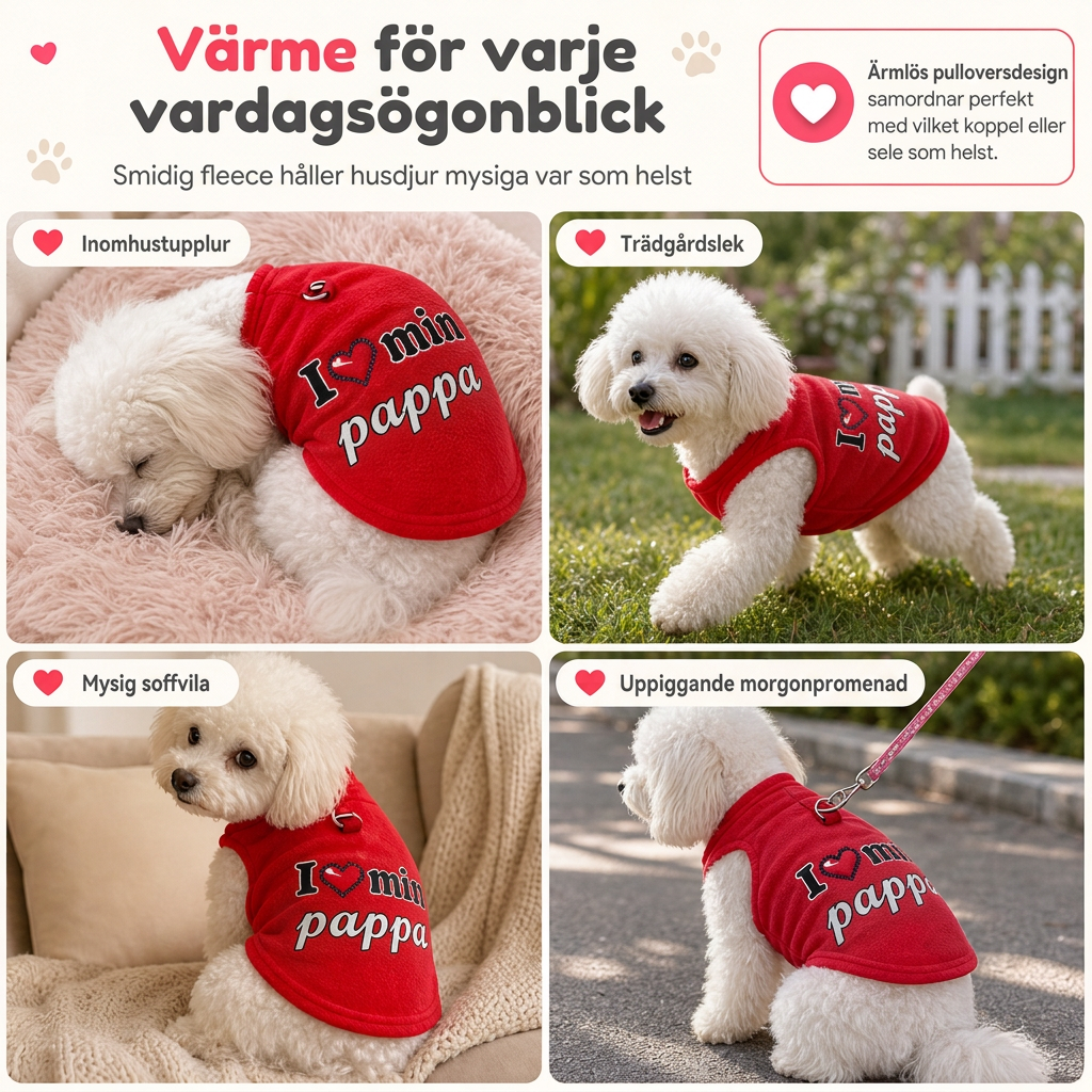 🐾 50% RABATT NU ✨ Varmt husdjurströja med kopplingsring — "Love Dad & Mum"-design ❄️