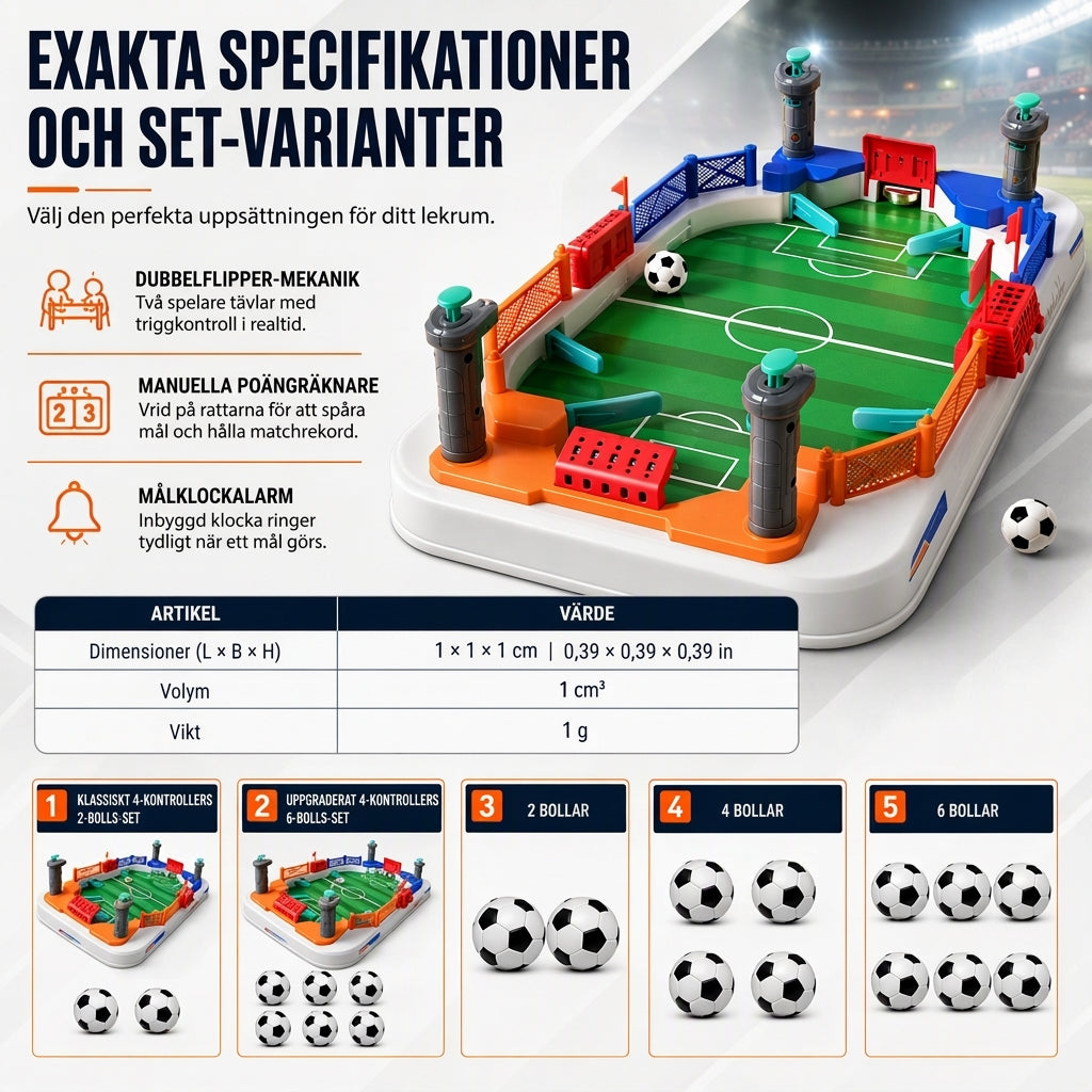 Interaktivt fotbollsspel för två på bordet - roligt brädspel för barn