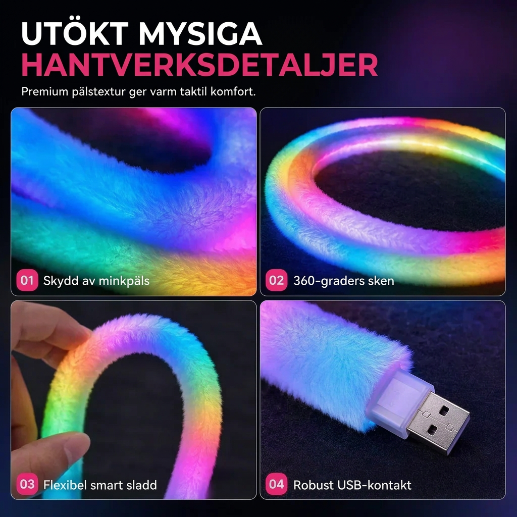 🎁2026 Nyinkomster – 50 % rabatt 💥Faux fur LED-neonljuslist – 360° alltjämt ljus ✨