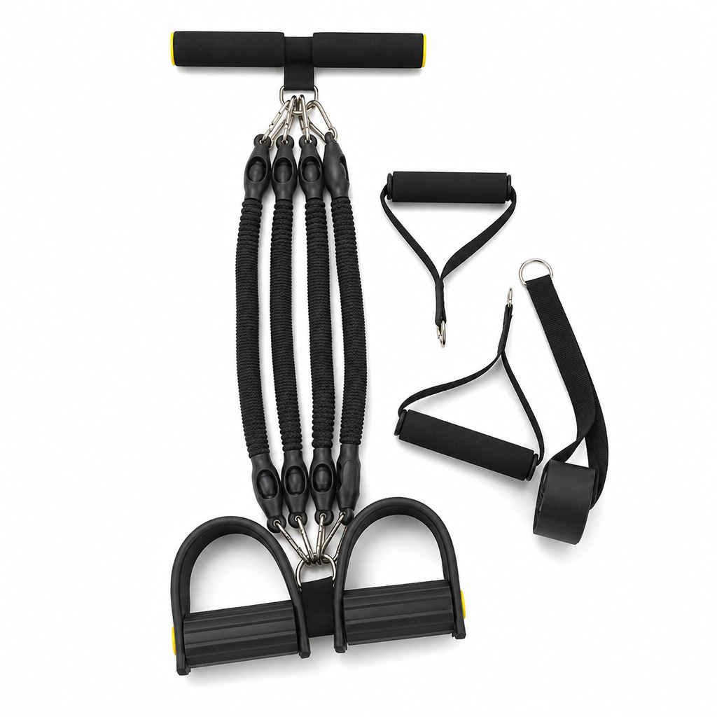 Mångsidigt pedalresistansband med elastisk dragsnöre för träning av mage, hemträning, yoga och pilates, fitness för män och kvinnor