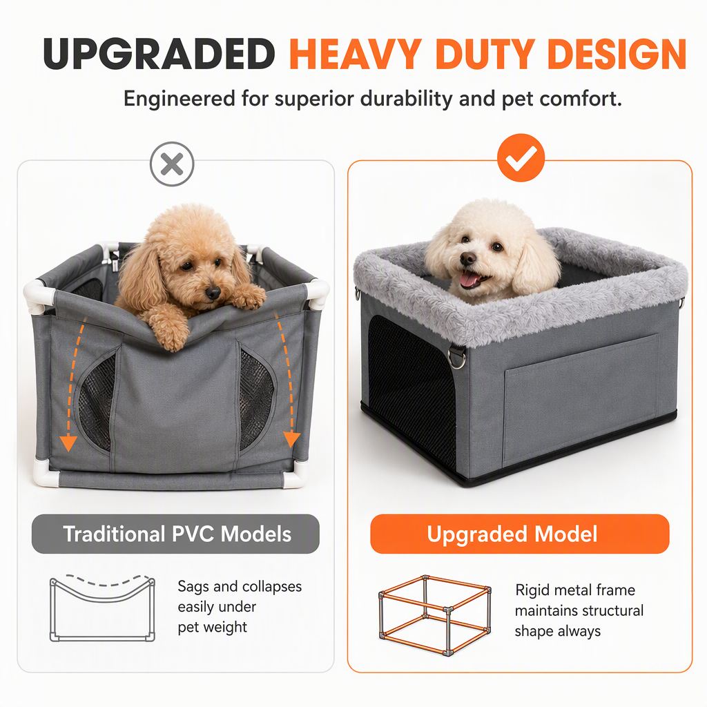 🐶🚗 Säker bilstol & resesäng för hund – 50% RABATT! Kraftig metallram, vattentätt Oxford-tyg & säkerhetsbälte – skyddar hunden och bilsätet 🛡️