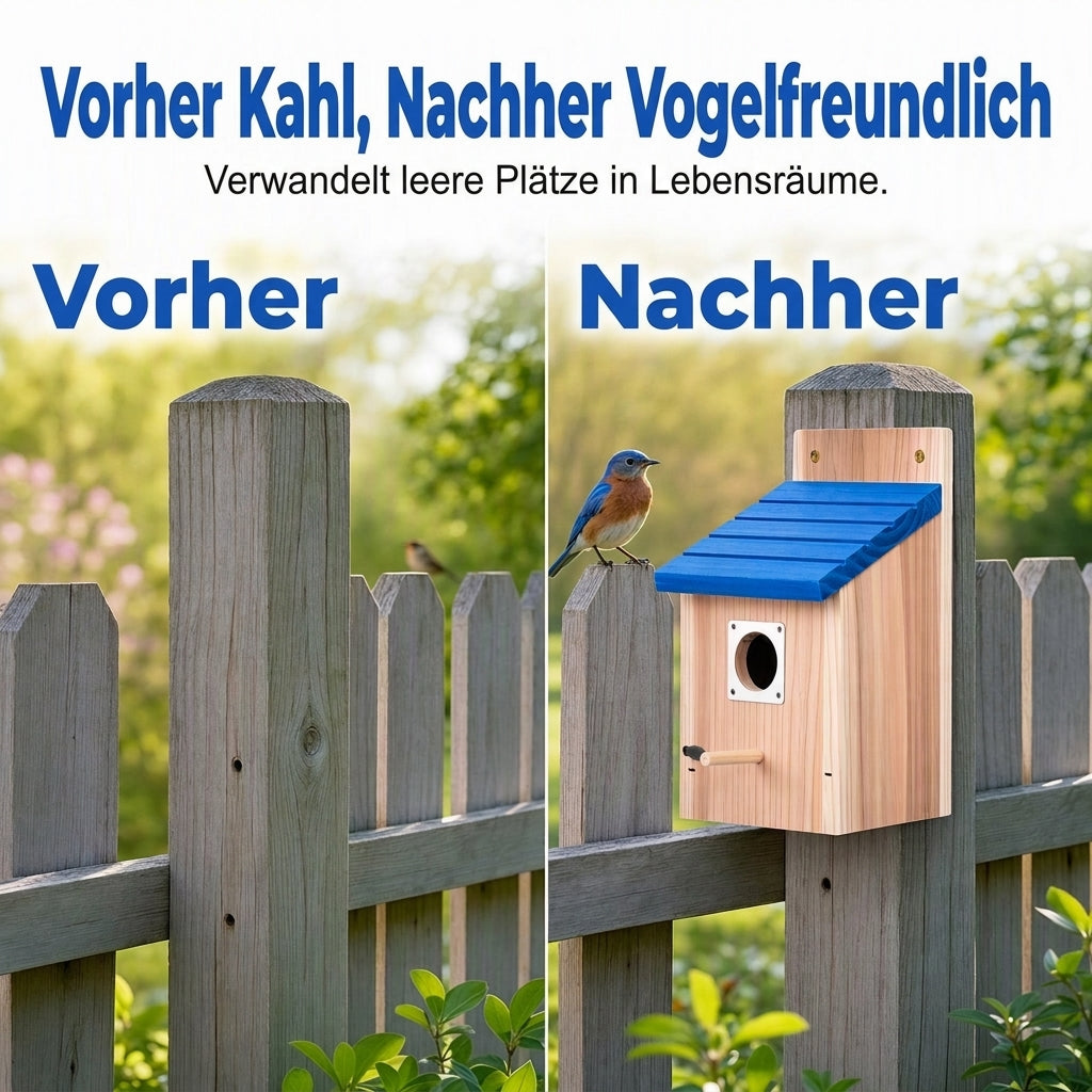 🐦 50% RABATT! ✨ Väderbeständig Fågelholk i Massivt Trä – Charmigt Fågelhus för Trädgård & Uteplats 🏡