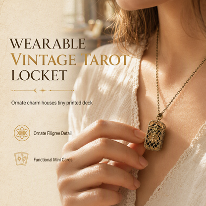 🔮 50 % RABATT NU! 🃏 Bärbar vintage tarot-medaljong – detaljerade minikort & antik legering för personlig stil 📿