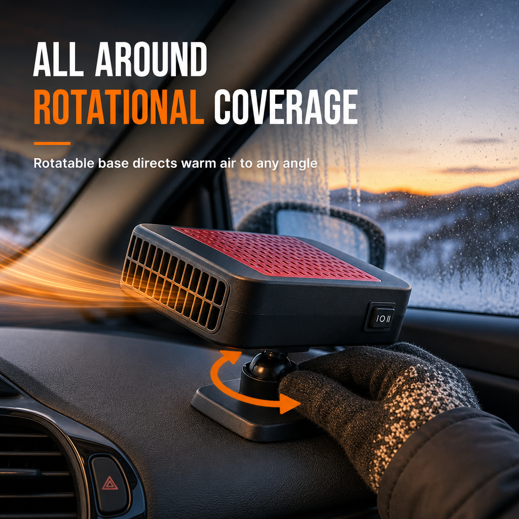 🚗 50 % RABATT NU! ❄️ Bärbar 12V bilvärmare & defrosterfläkt – 360° rotation & snabb avfrostning med varmluft 🔥