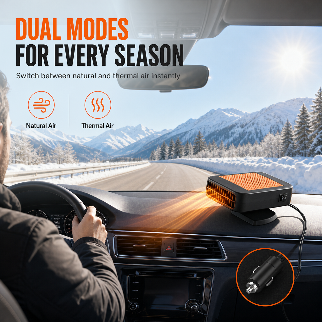 🚗 50 % RABATT NU! ❄️ Bärbar 12V bilvärmare & defrosterfläkt – 360° rotation & snabb avfrostning med varmluft 🔥