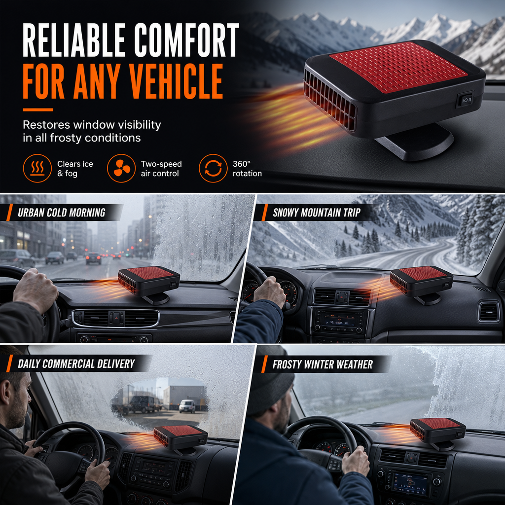 🚗 50 % RABATT NU! ❄️ Bärbar 12V bilvärmare & defrosterfläkt – 360° rotation & snabb avfrostning med varmluft 🔥
