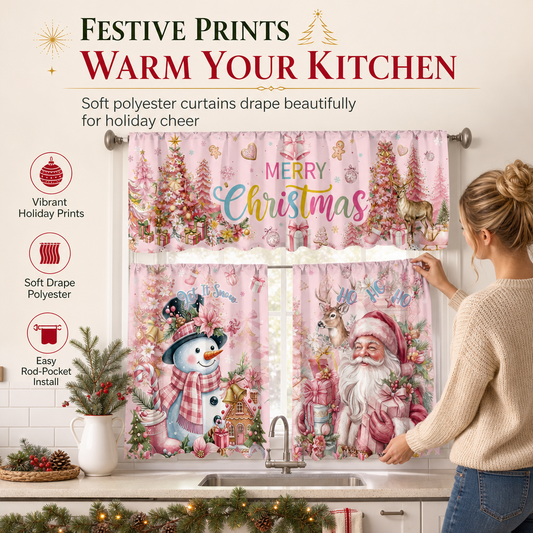 🔥50% RABATT!!📢🎄 Julköksgardiner Set – Festlig charm för dina köksfönster ✨