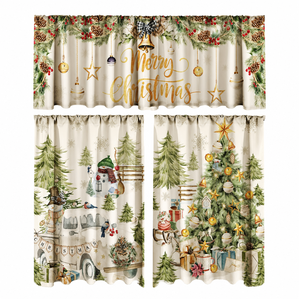 🔥50% RABATT!!📢🎄 Julköksgardiner Set – Festlig charm för dina köksfönster ✨