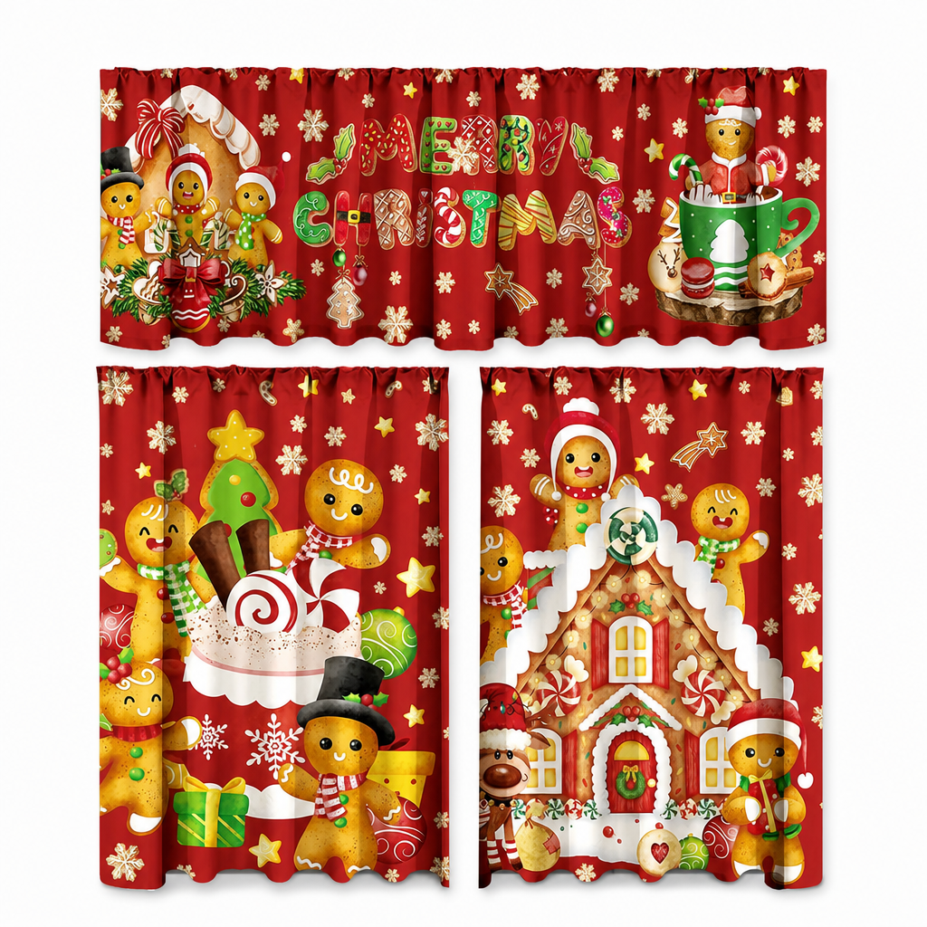 🔥50% RABATT!!📢🎄 Julköksgardiner Set – Festlig charm för dina köksfönster ✨