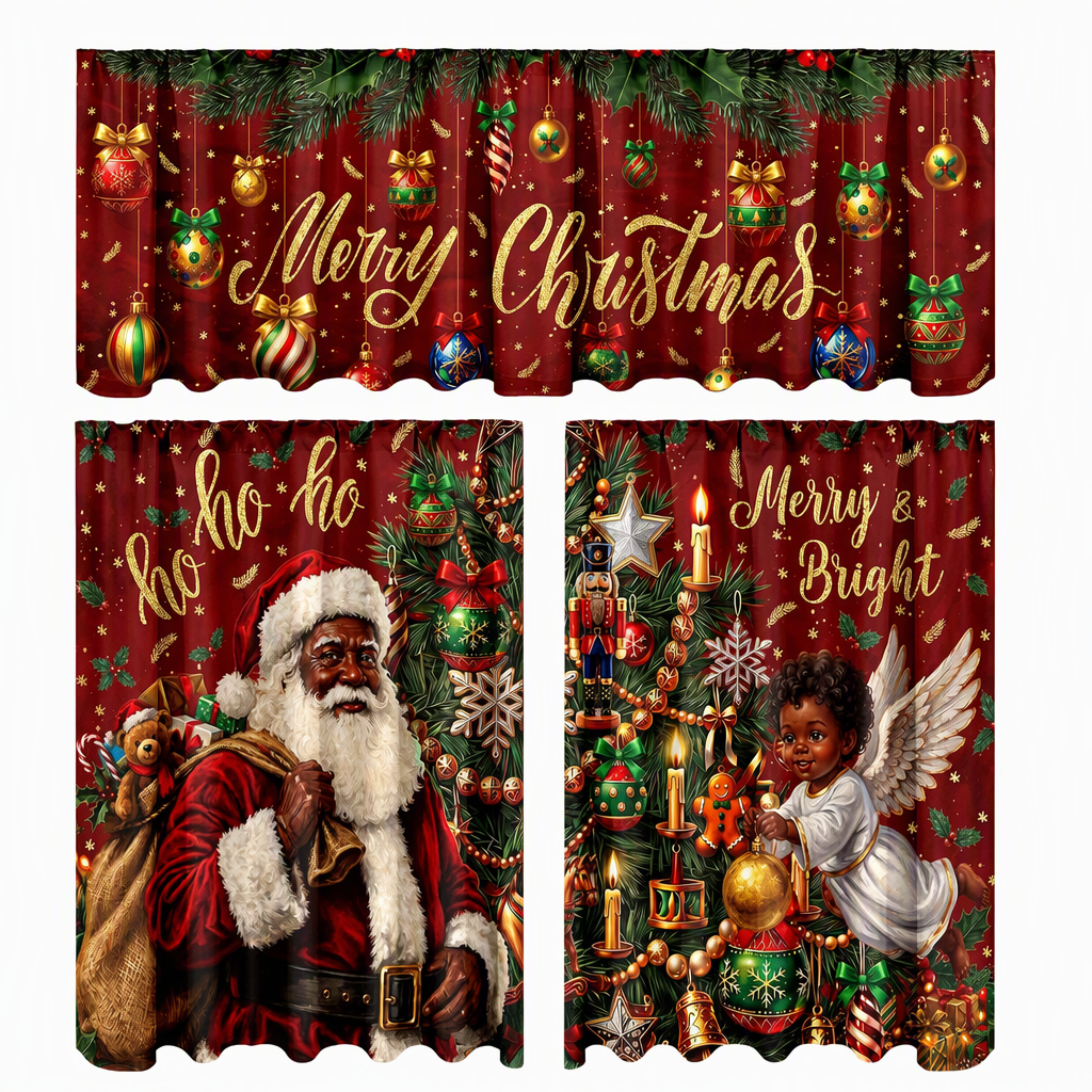 🔥50% RABATT!!📢🎄 Julköksgardiner Set – Festlig charm för dina köksfönster ✨