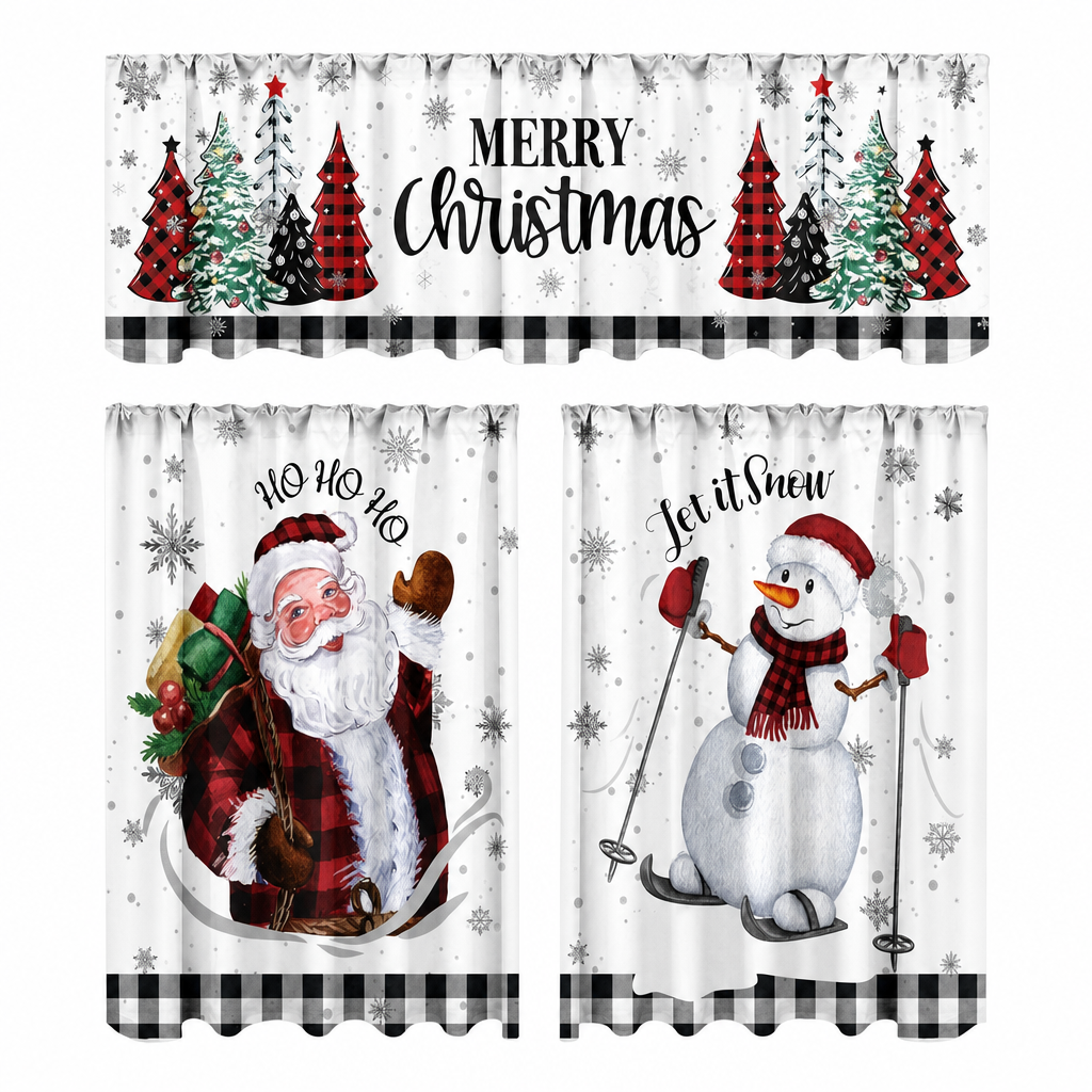 🔥50% RABATT!!📢🎄 Julköksgardiner Set – Festlig charm för dina köksfönster ✨