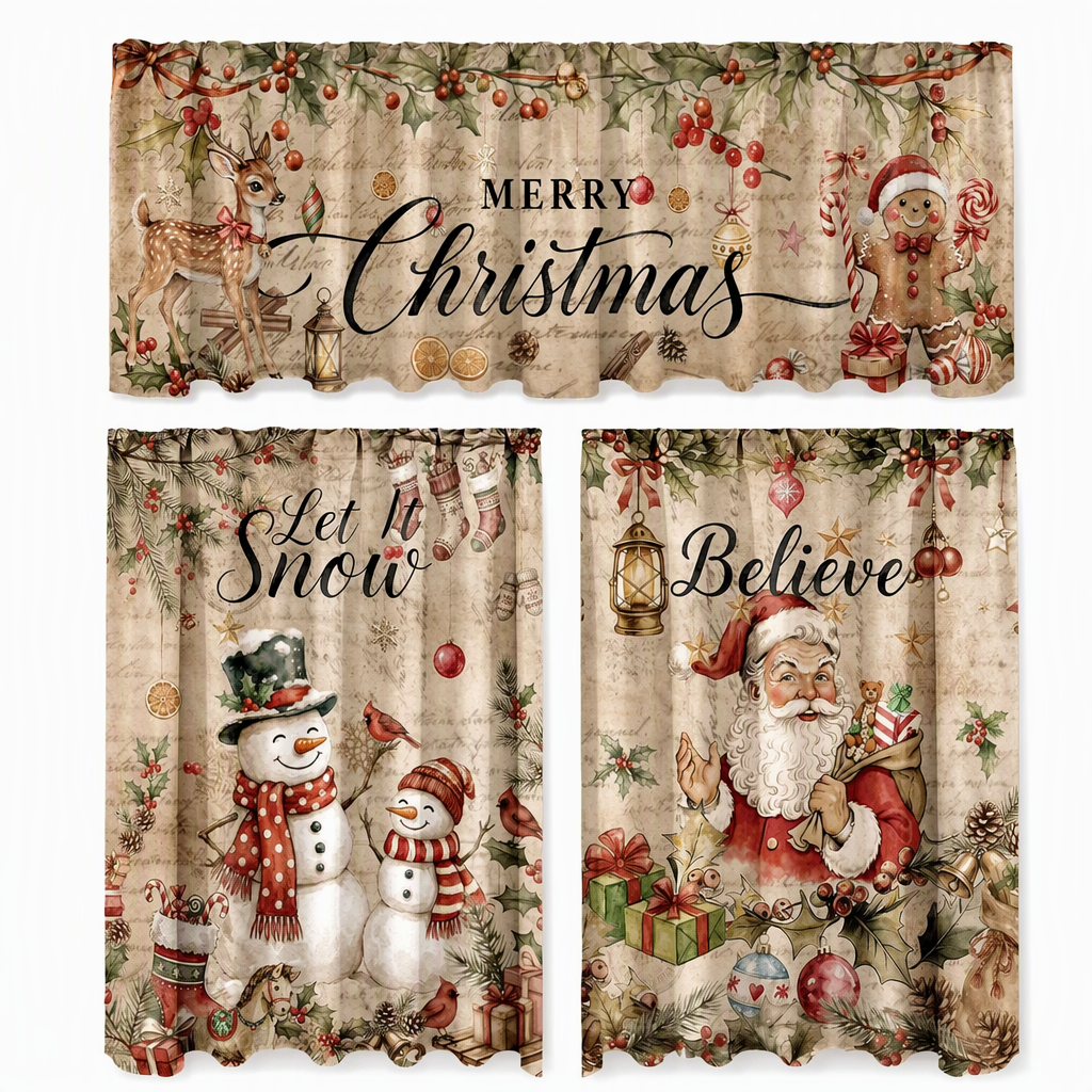 🔥50% RABATT!!📢🎄 Julköksgardiner Set – Festlig charm för dina köksfönster ✨